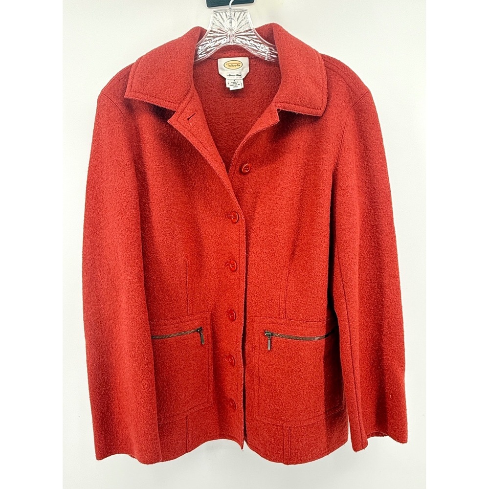 Talbots Women Rust Orange Alpaca Wool Blend Button Front Jacket Coat Size S